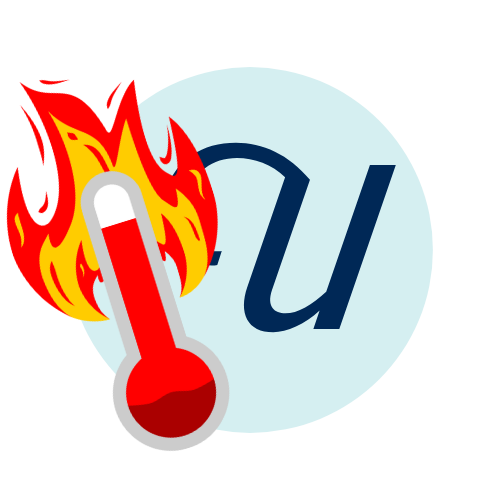 Letter U with a flaming thermometer
