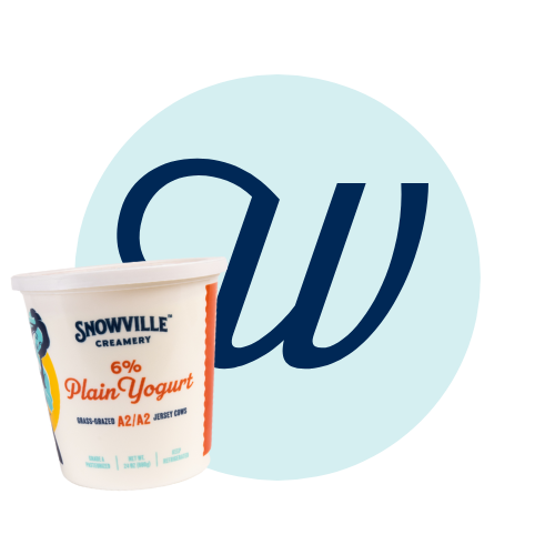 Letter W with Snowville Creamery 6% Plain Yogurt