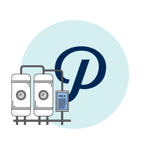 Letter P with pasteurization tanks