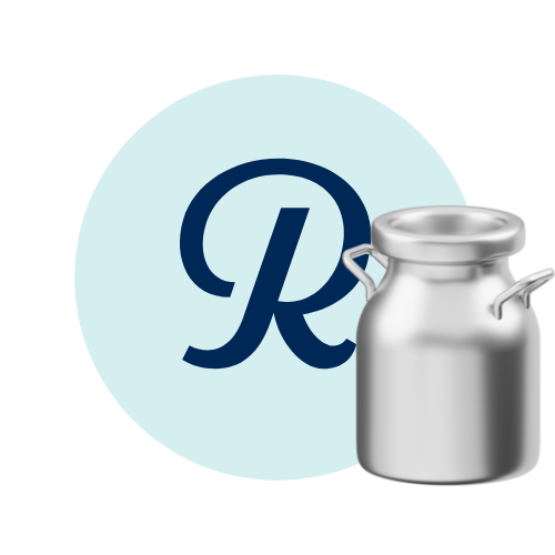 Letter R with a milk can