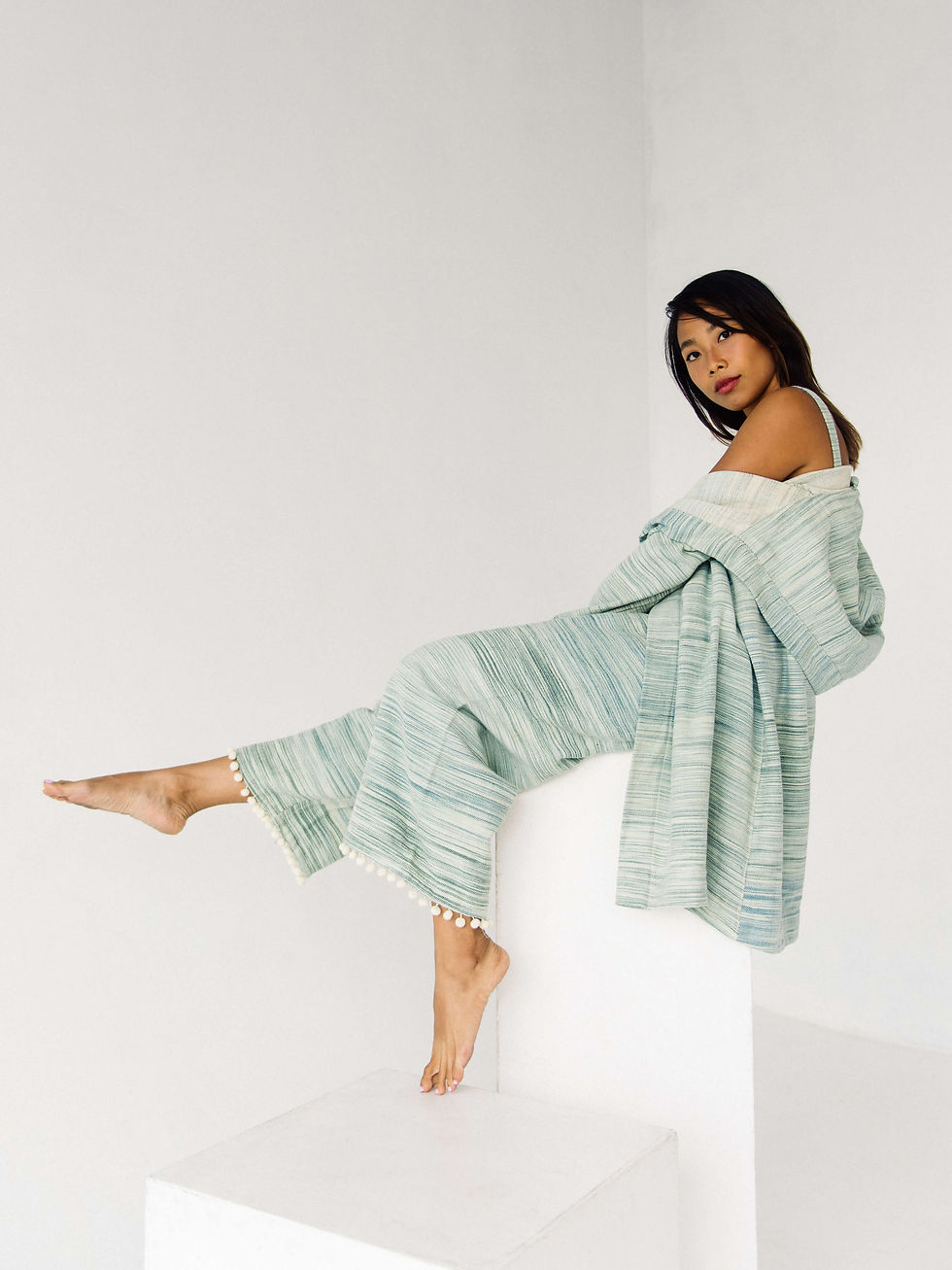 Thumbnail: LOUNGE POMPOM PANT | sage green