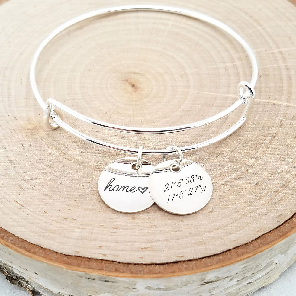 Thumbnail: Personalized Rose Gold Bangle - Custom Coordinates Bracelet
