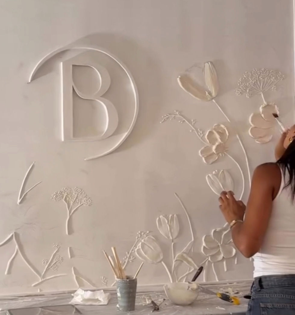 création d'un mur en relief avec des fleurs et graminées
