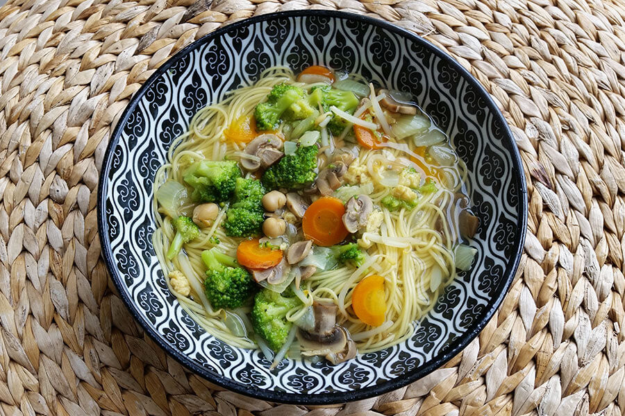 Healthy and Vegan Ramen in a bowl.