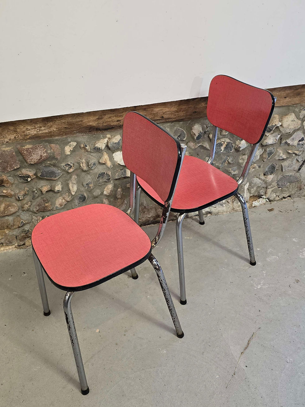 Miniature : Paire de chaises en formica rose