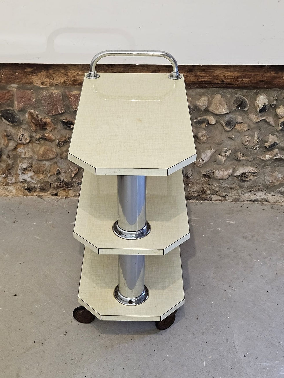 Miniature : Desserte table à roulettes 1960 formica jaune.