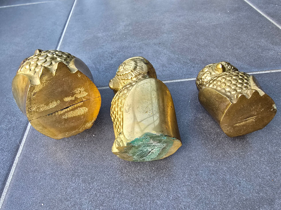 Miniature : 3 hiboux en laiton anciens