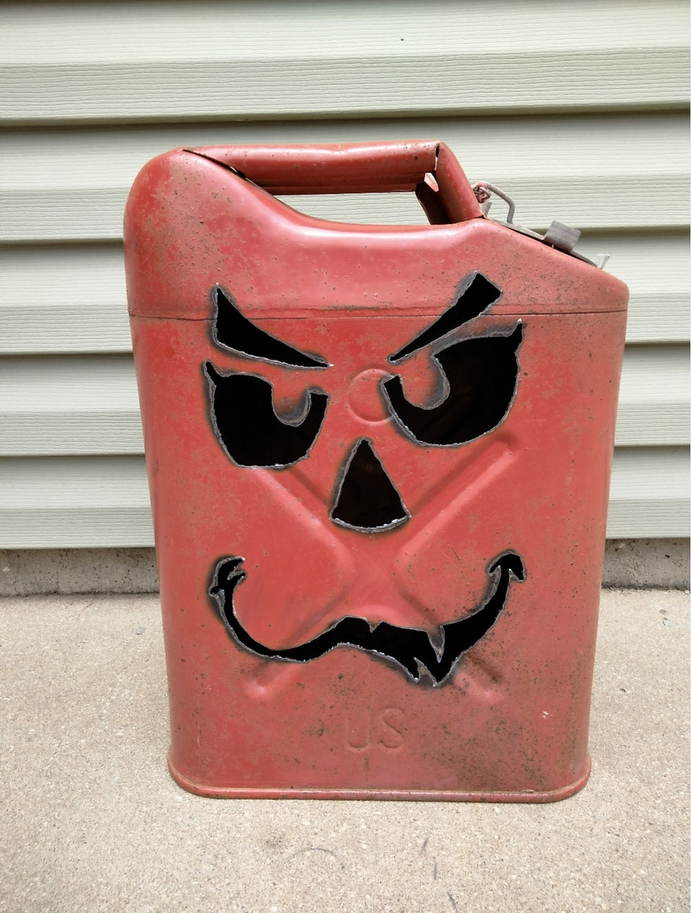 Scary Halloween gas can decoration