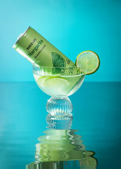 Margarita can in a glass with lime, refreshing drink ,  product photography by Karolina Ferbei Photography