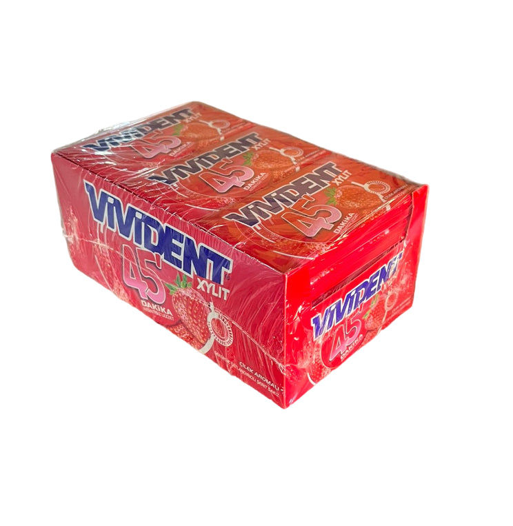 Vivident Cüzdan Sakız 45 Dakika Çilek Aromalı 26gr 18 adet