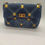 Küçük resim: Valentino Roman Stud MM bag in worn denim with GHW Blue