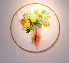 2020
water color and embroidery on an old, white bed linen.