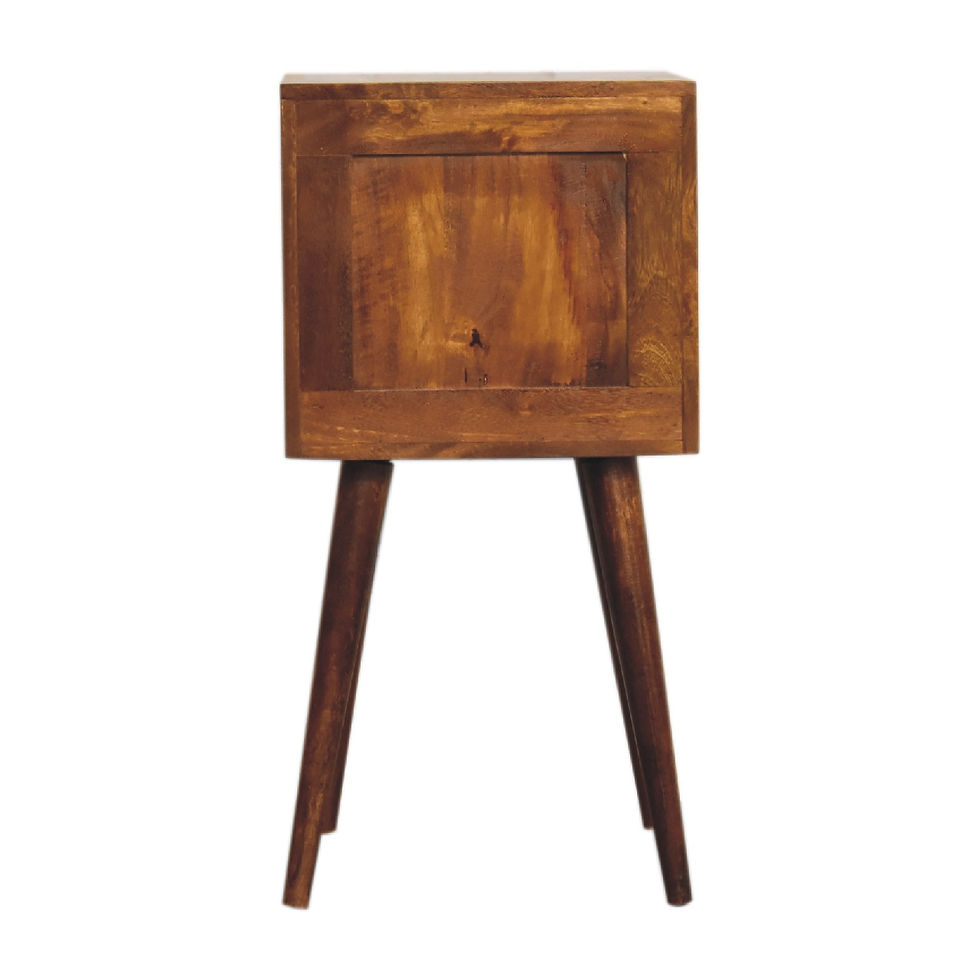 Thumbnail: Mini Nachtkastje Kubus design in Massief Mangohout met Kastanjehouten-look