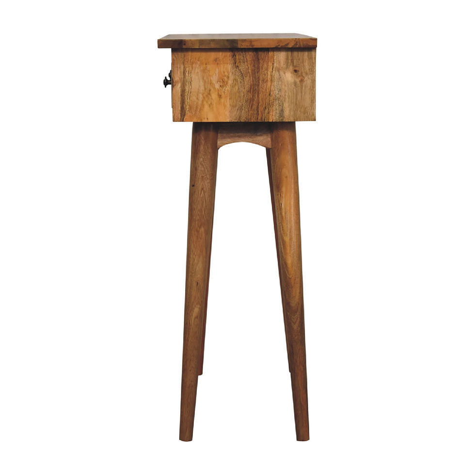 Thumbnail: Mini Eikenhouten-look consoletafel gemaakt van massief mangohout