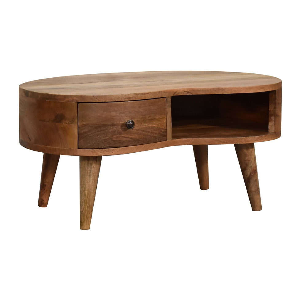 Thumbnail: Mini Eikenhouten-look salontafel gemaakt van massief mangohout