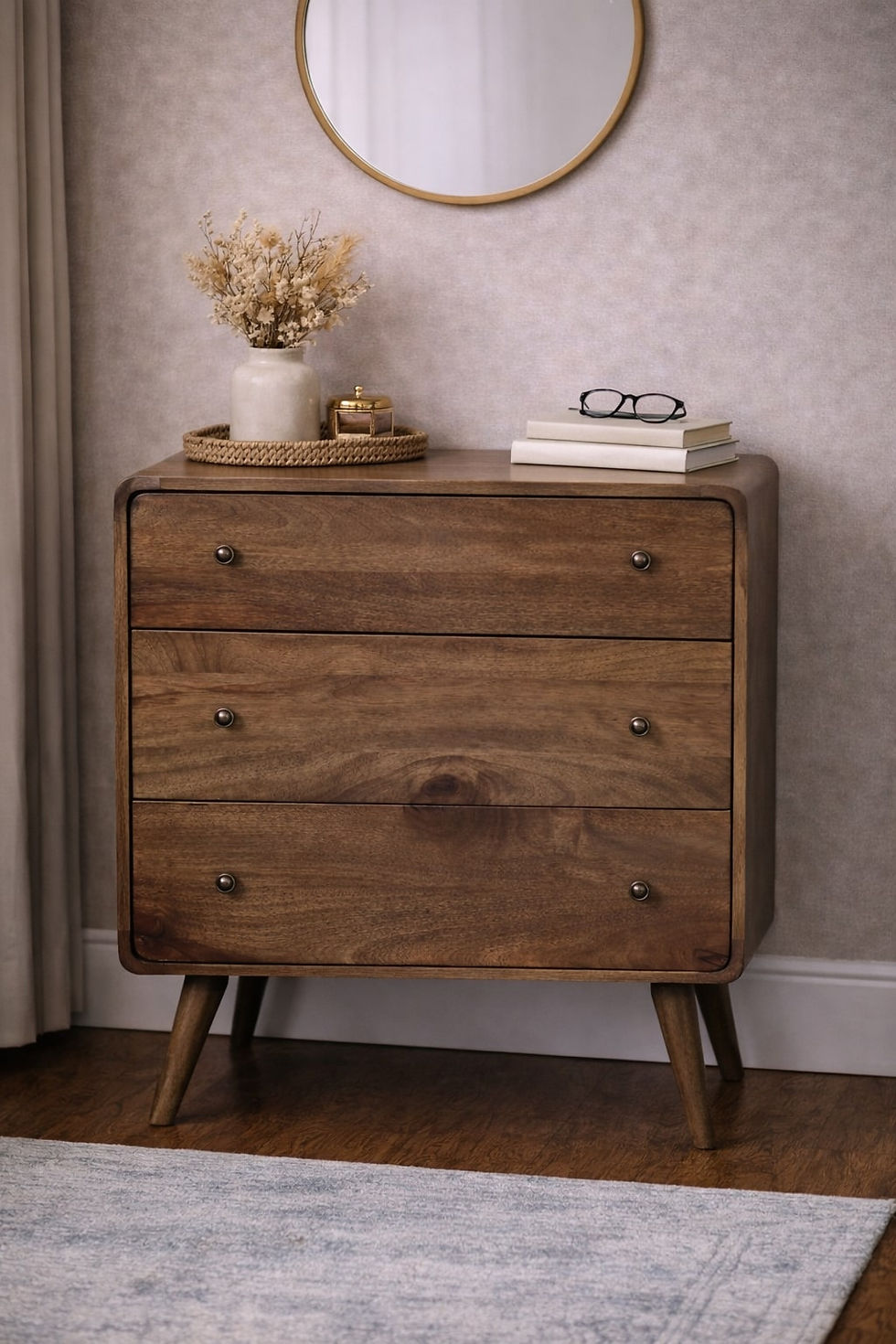 Thumbnail: Ladekast met 3 laden in Mangohout met classic grey finish