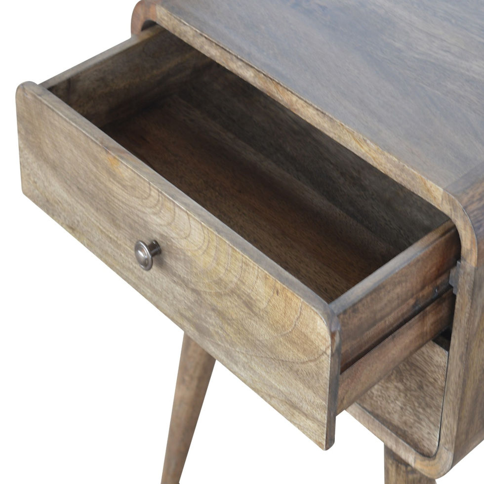 Thumbnail: Nachtkastje met 2 laden in Mangohout met Classic Grey uitstraling