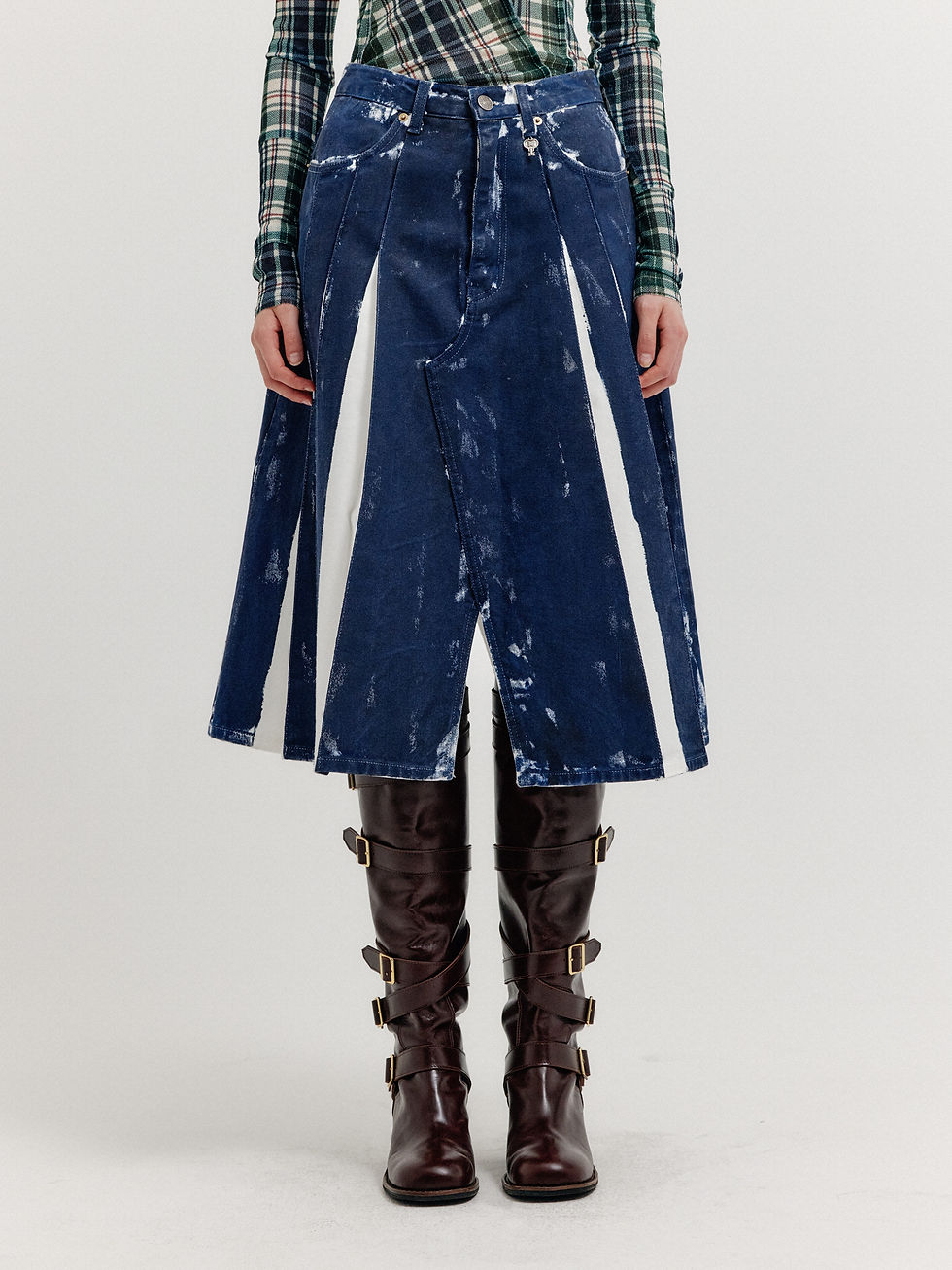Thumbnail: EENK Pleated Denim Skirt