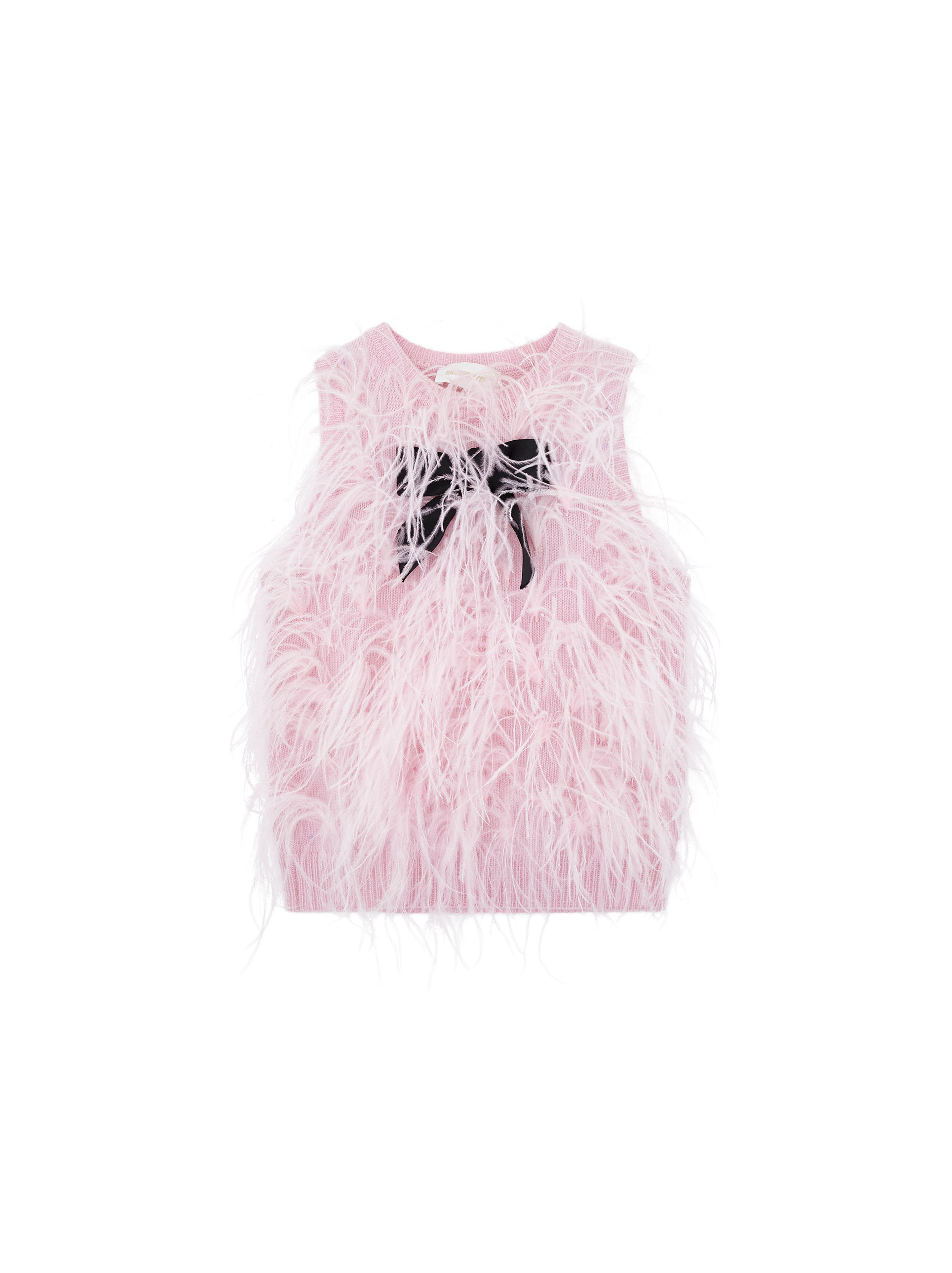 Ostrich Feather Embellished Knit Top