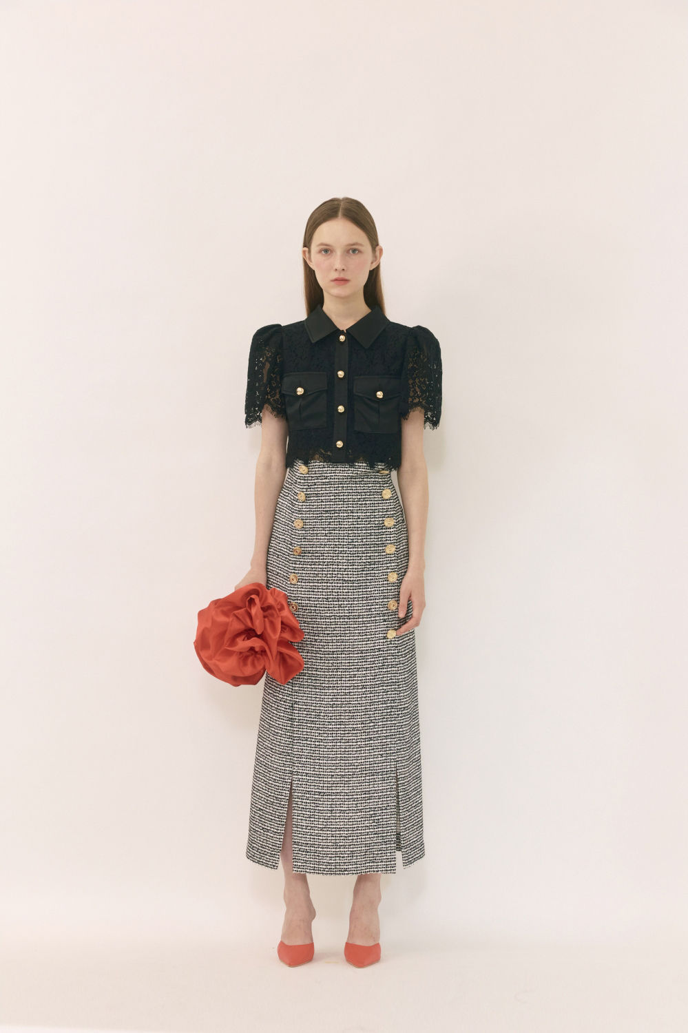 Romanchic Button Skirt