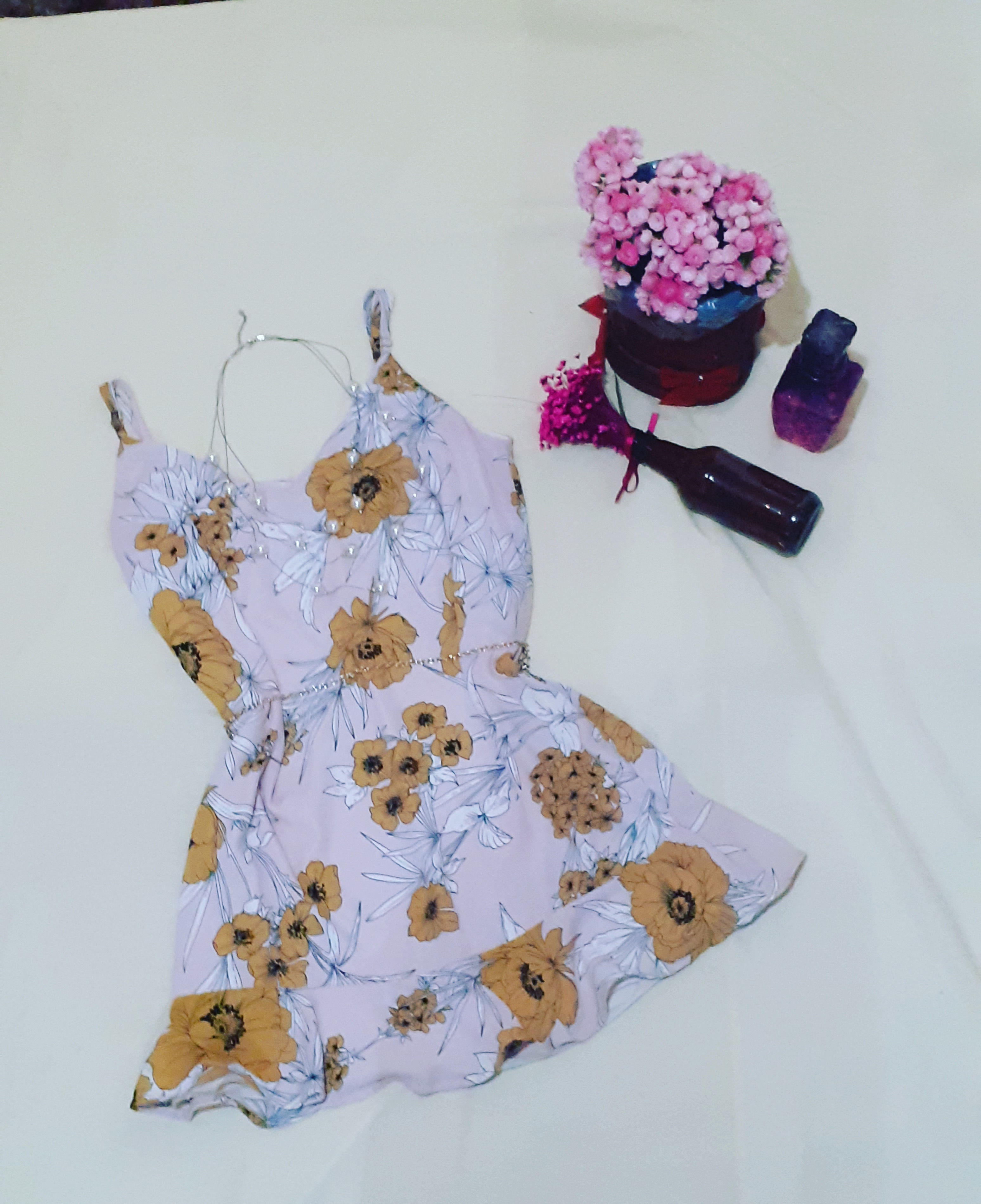 Vestido rosa florido tamanho P/M