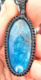 Blue Apatite Macrame Necklace  (45x20x6mm)
