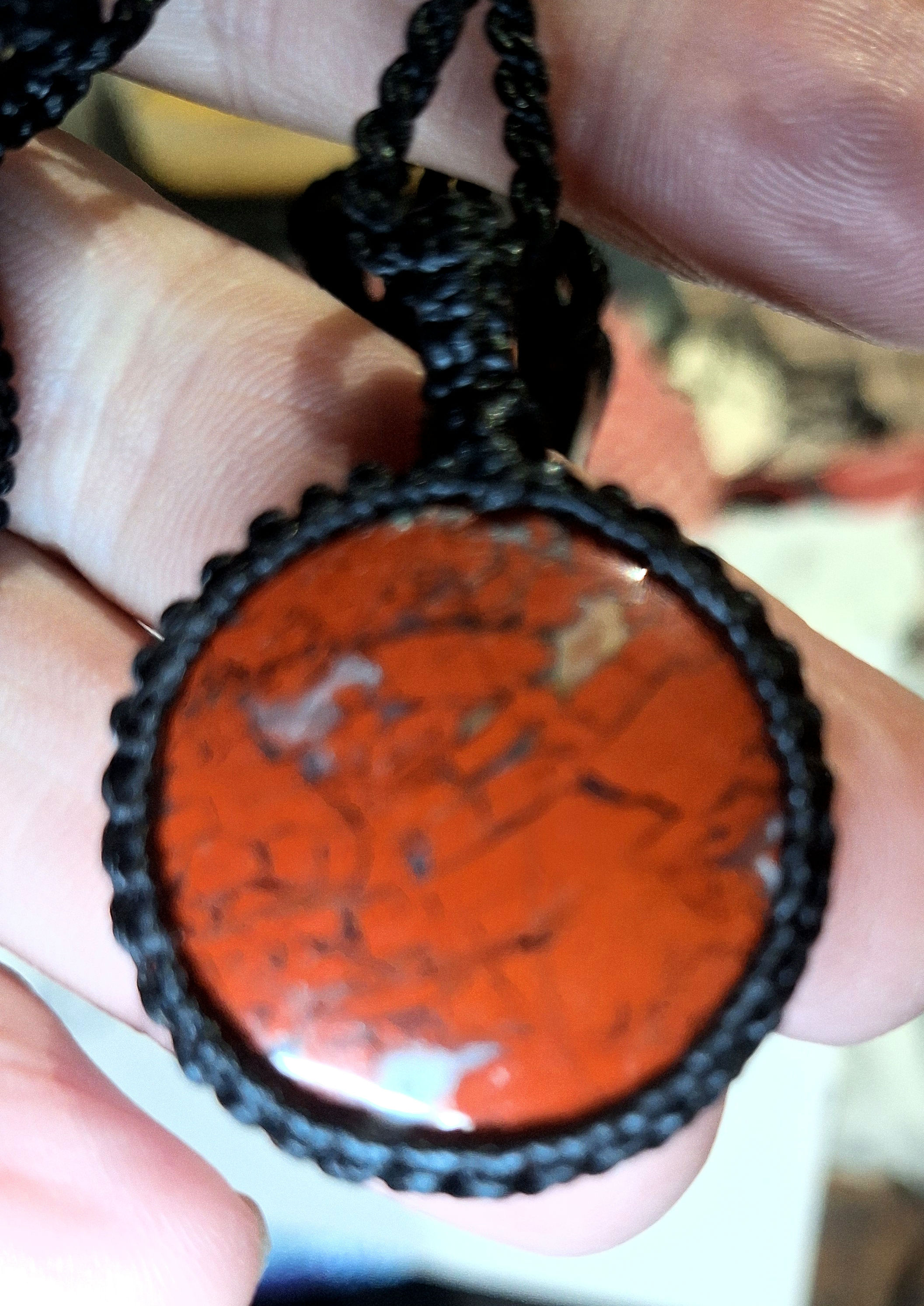 Red Australian Jasper Macrame Necklace