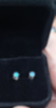 Thumbnail: Opal earrings studs set in silver, 5x5mm