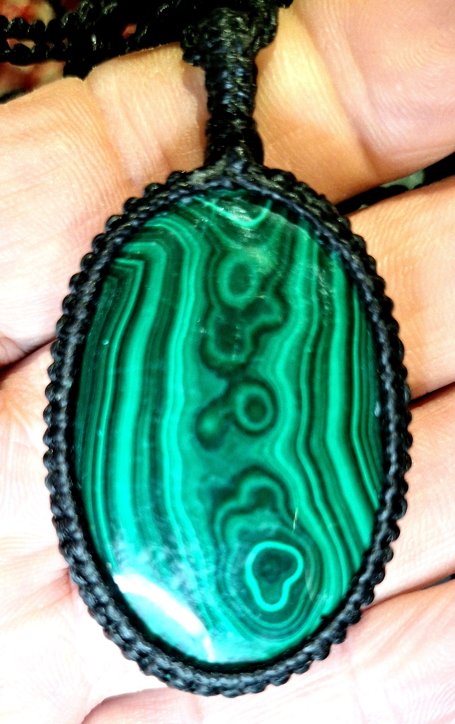 Malachite Macrame Necklace 