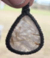 Golden Rutilated Quartz Macrame Necklace  (30x35x5.5mm)