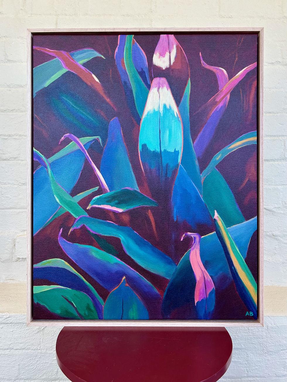 Red Earth Tropics
Acrylic on Canvas, 73 x 58cm incl Oak frame