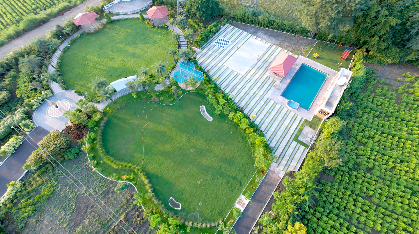 Drone Shot of Triveni Farms Nagpur Pool Area