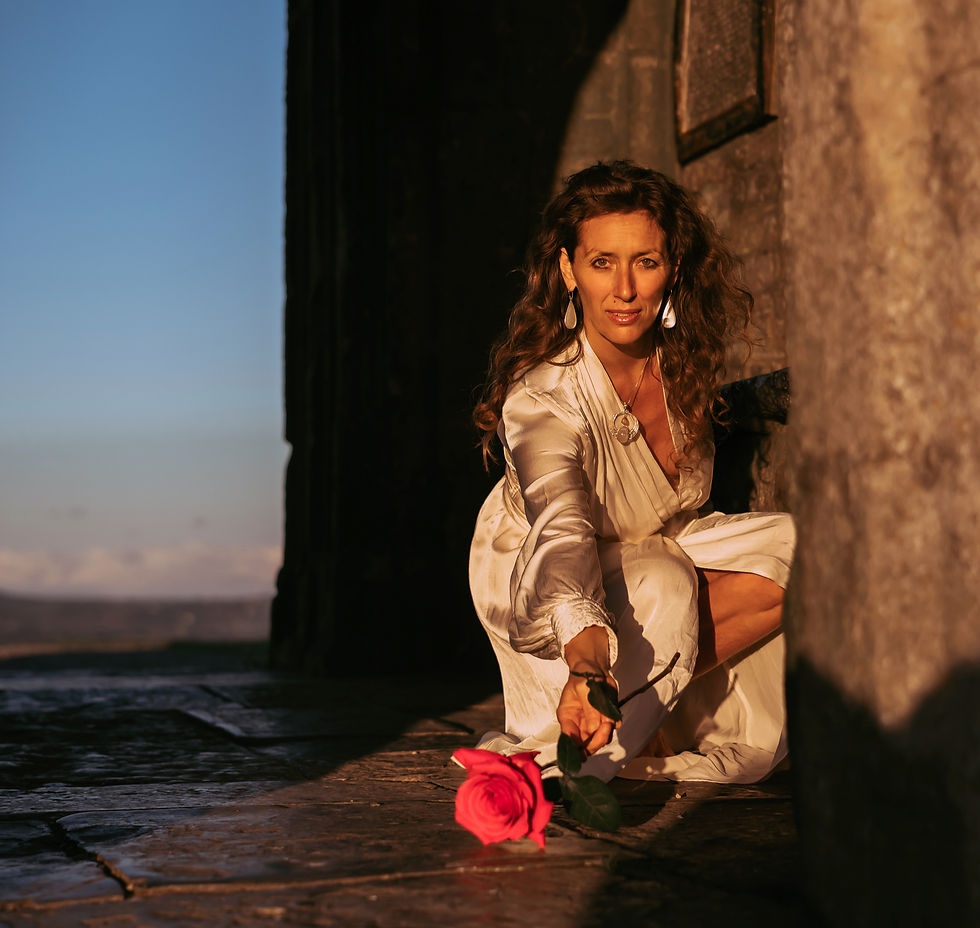 Chloe at Glastonbury with a Rose