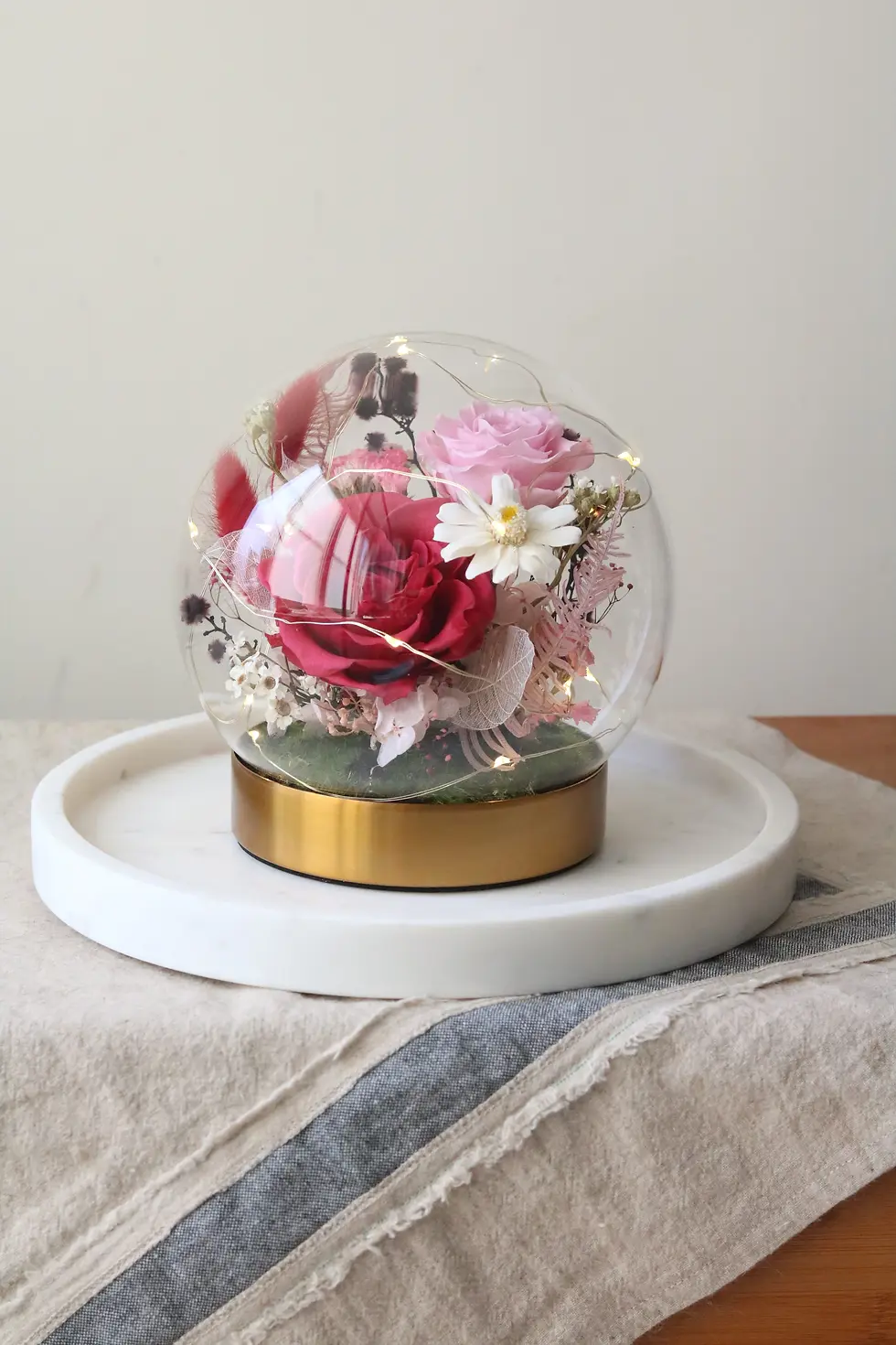 縮圖：情人節｜永生花｜玻璃罩｜永生花玻璃罩-粉色系