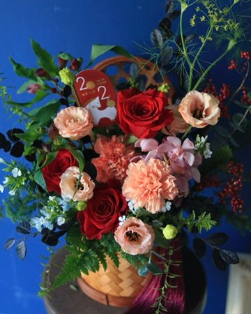 縮圖：新年限定｜鮮花提籃-馬年木片提籃花