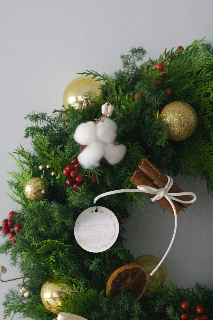 縮圖：聖誕節｜鮮花花圈-雪松花圈