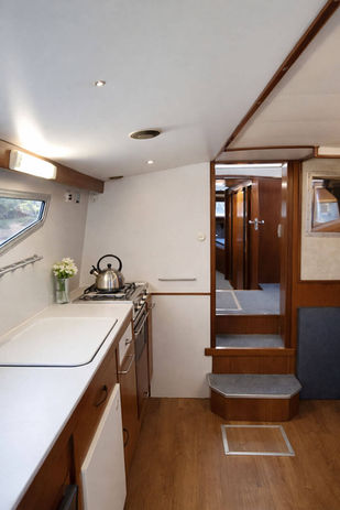 Athos boat galley with steps