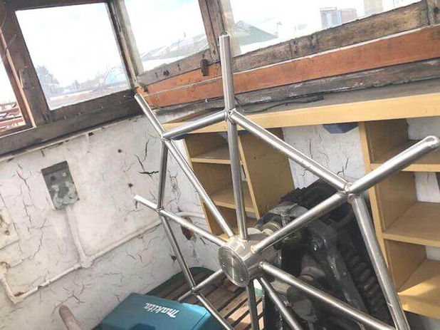 A metal object in a room