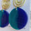 Thumbnail: Green, purple and gold circle drop earrings