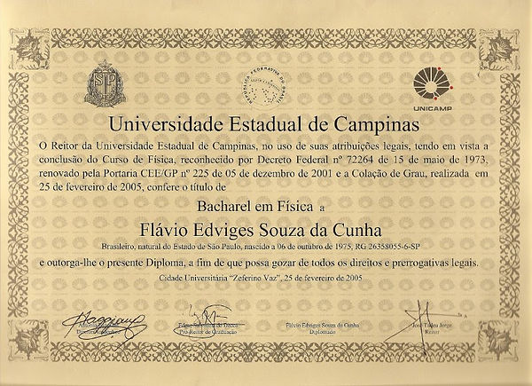 Diploma de Bacharelado pela Unicamp
