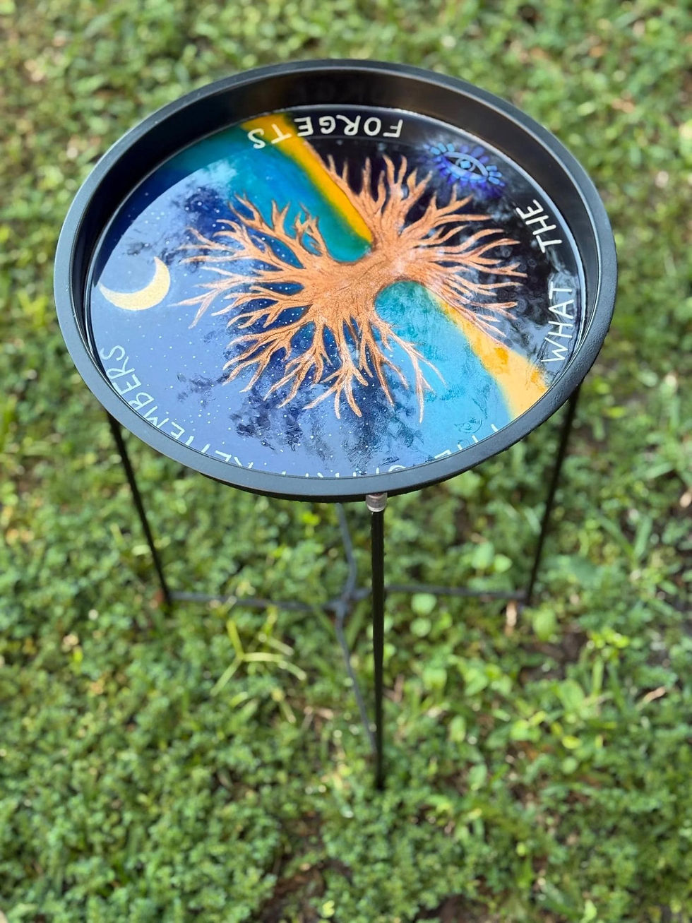 Thumbnail: Handcrafted Resin Coffee Table Tray with Golden Tree of Life Design Acrylic Pain