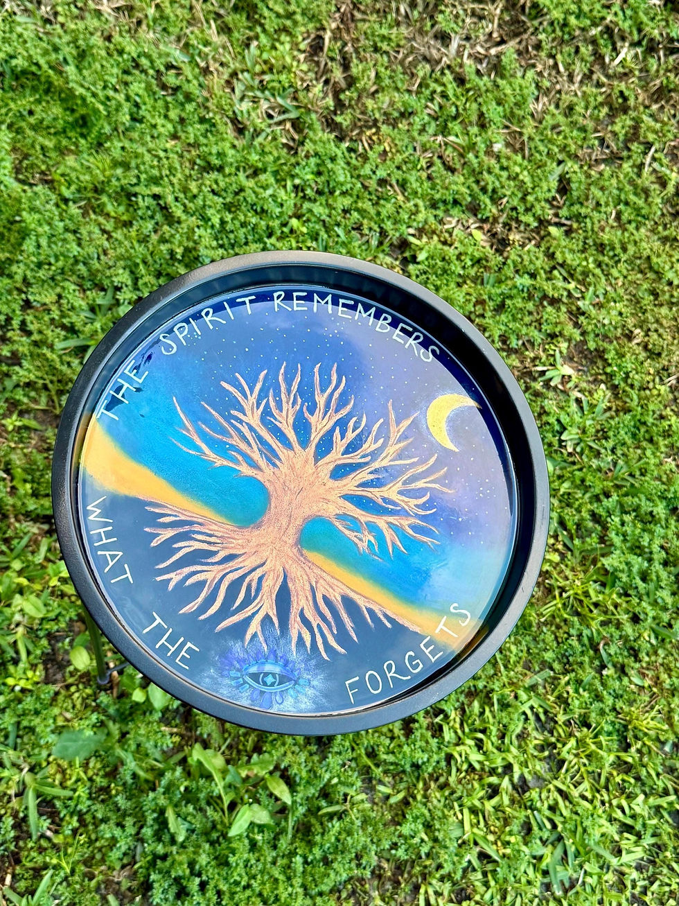 Thumbnail: Handcrafted Resin Coffee Table Tray with Golden Tree of Life Design Acrylic Pain