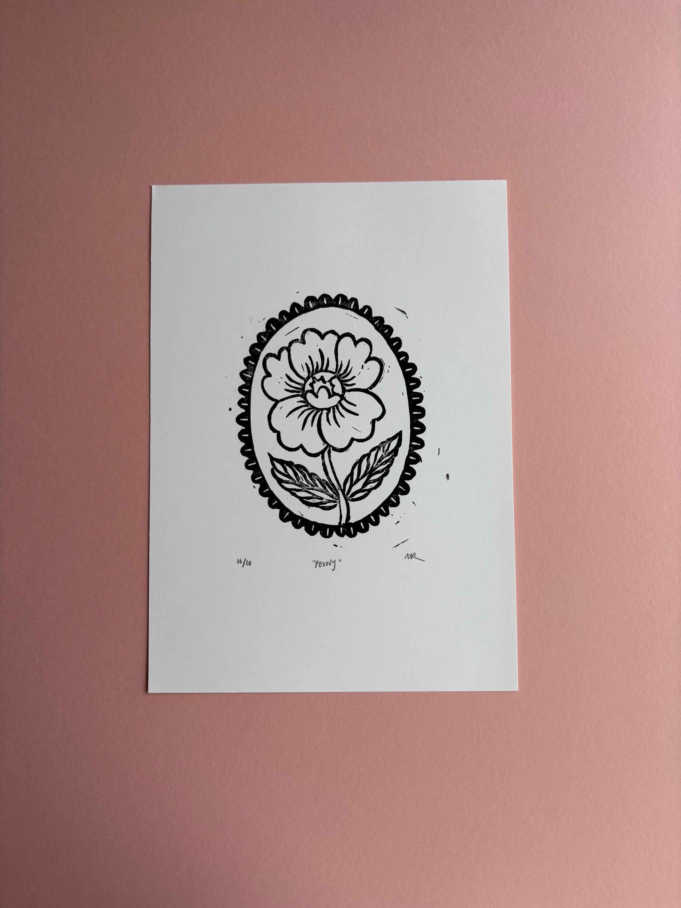 A4 Peony Lino Print