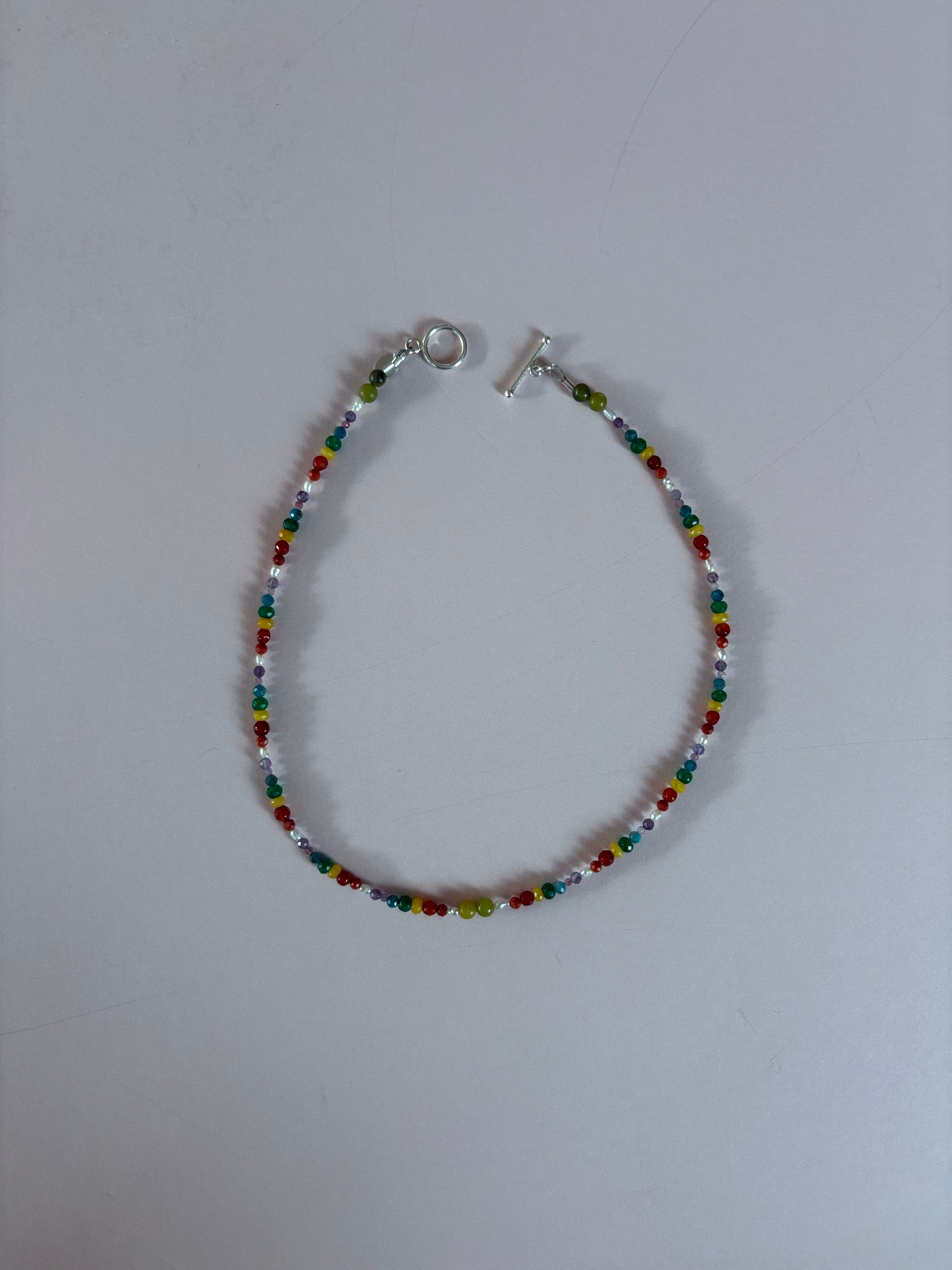 Rainbow Gemstones with Sterling Silver Choker