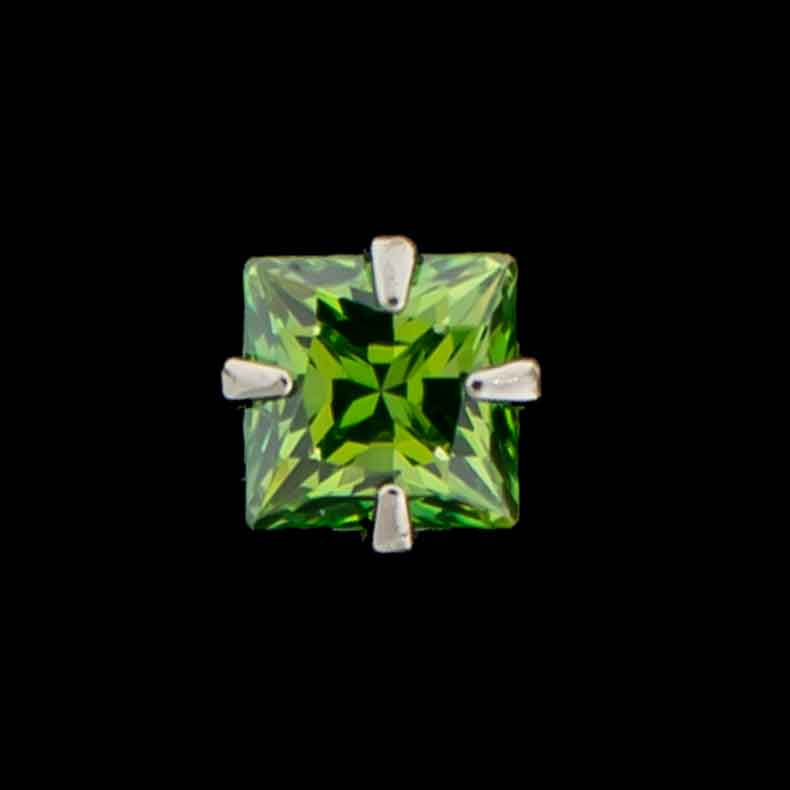 Thumbnail: Prong Set Square Cut Premium Zirconia Threadless End