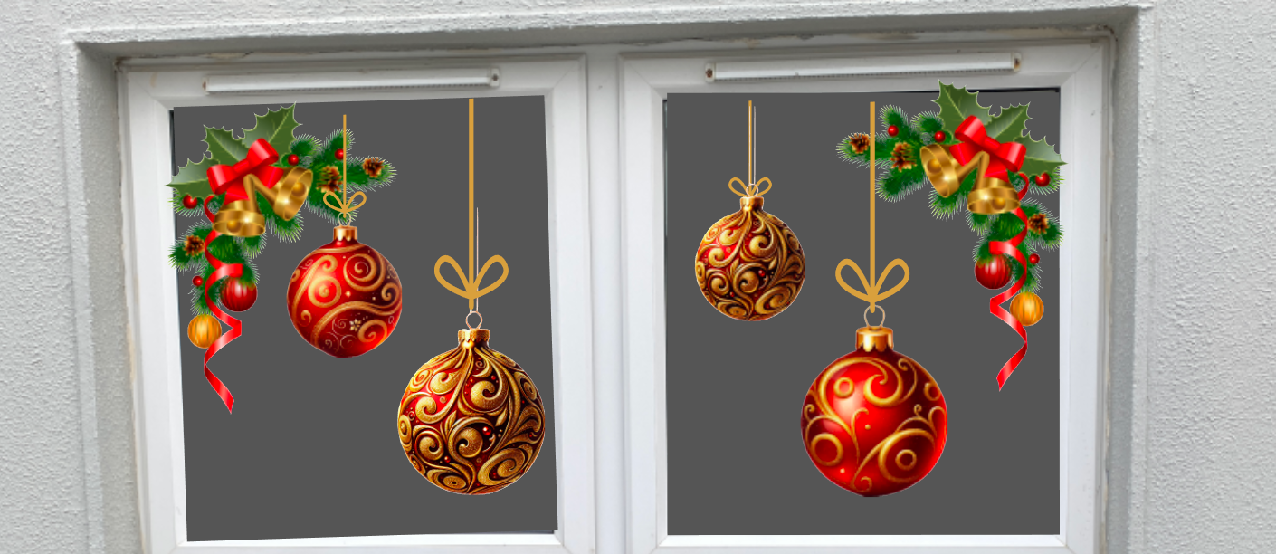 Christmas Window Bauble Wreath