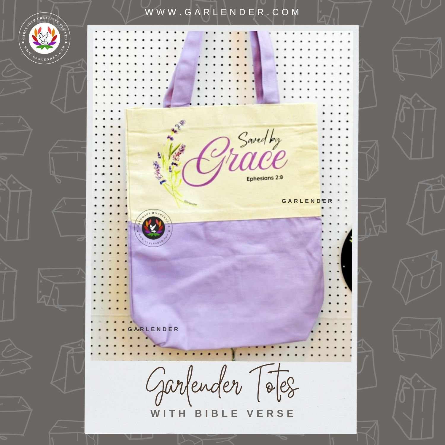 Saved by Grace Tote Bag with Bible Verse@ Garlender