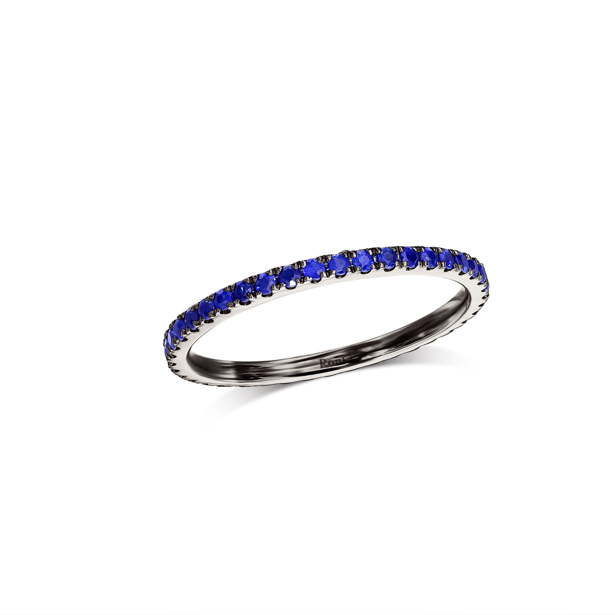 Blue  Sapphire Eternity Ring black gold designers wedding band