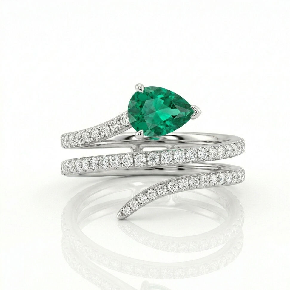 The Emerald & Diamond Spiral Ring