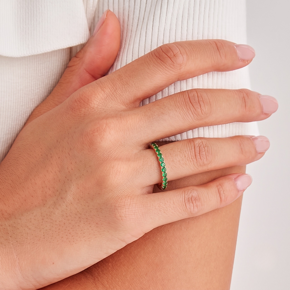 Green Tsavorites eternity Ring green emeralds